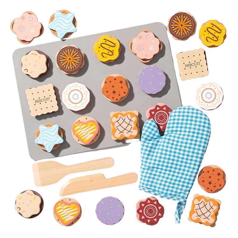 Baking Kitchen For Kids - WOWFU-Çocuklar İçin Ahşap Kurabiye Oyuncak Seti,