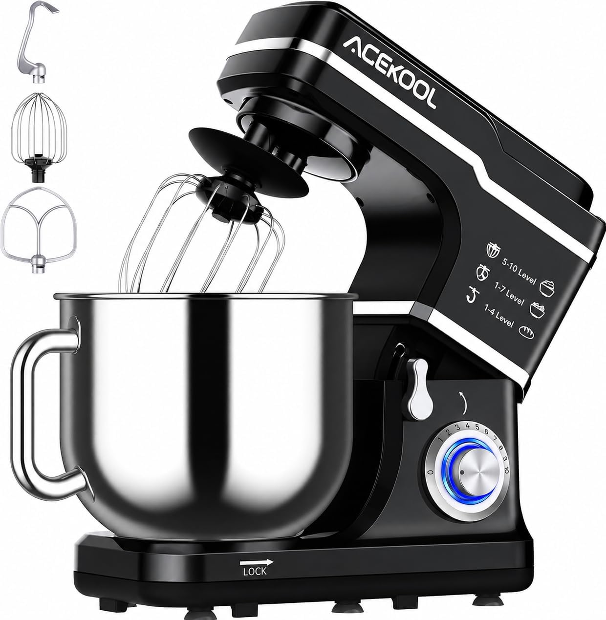 Stand Mixer Bowl - Tacleekii 7.5QT Tilt-Head Stand Mikser 10