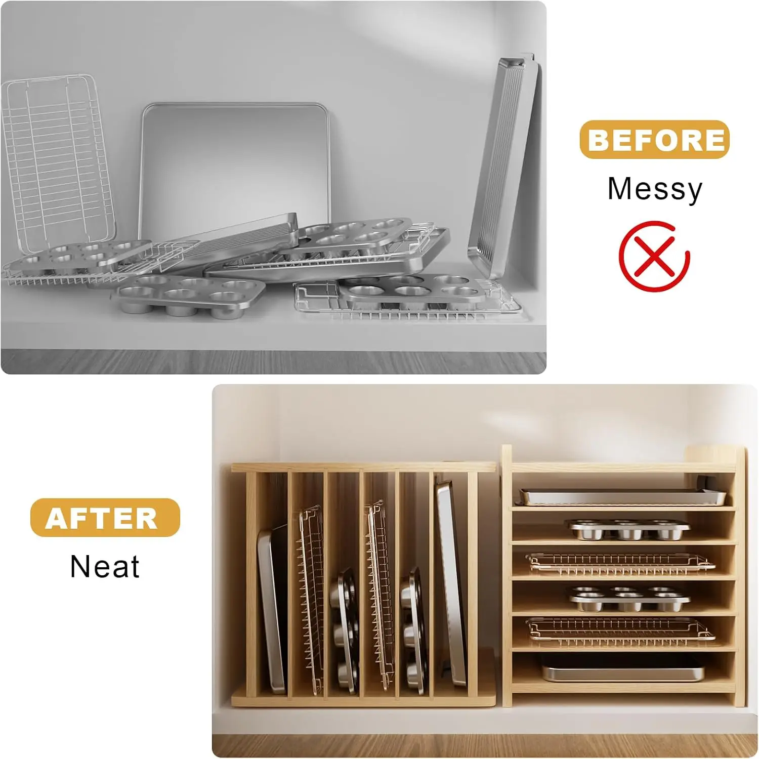 7 Katmanlı Ahşap Tepsi Bölücül - Kitchen Baking Sheet Organizer incelemesi ve fiyatı
