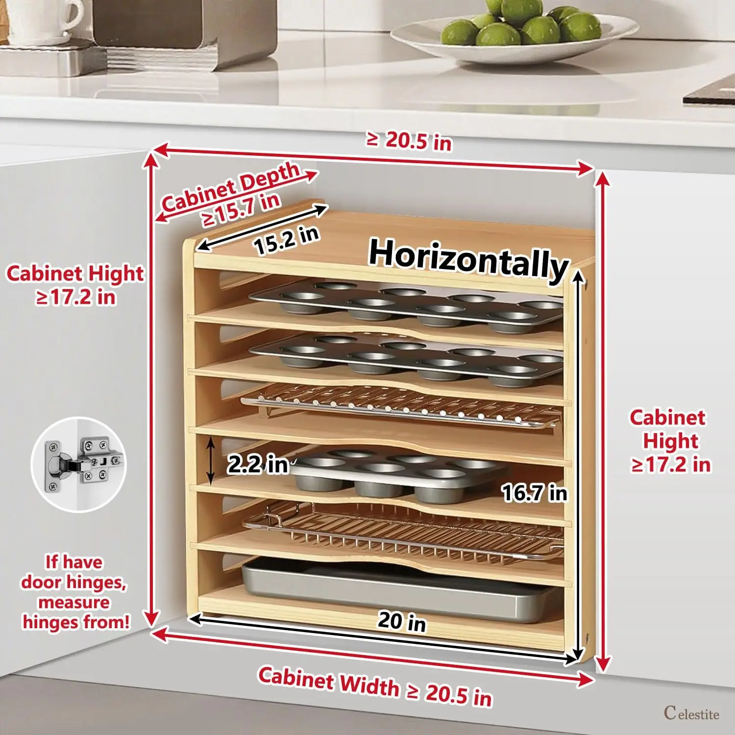 Dolaplar için Ahşap Tepsi Bölü - Kitchen Baking Sheet Organizer incelemesi ve fiyatı