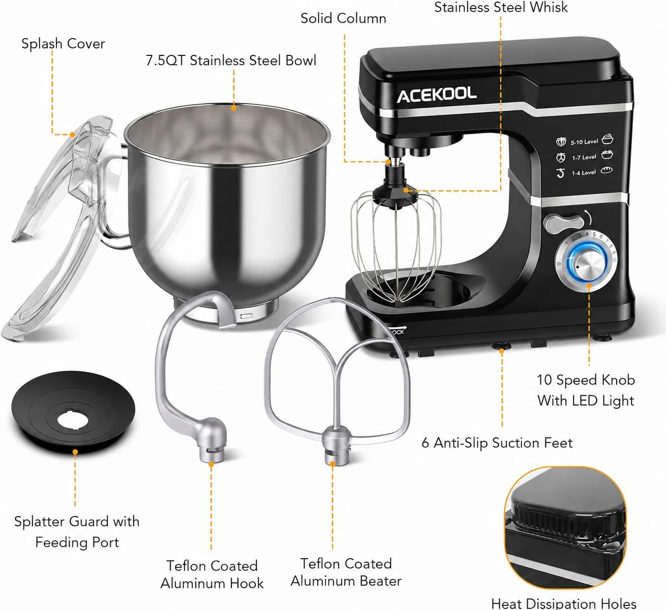 Tacleekii 7.5QT Tilt-Head Stan - Stand Mixer Bowl incelemesi ve fiyatı